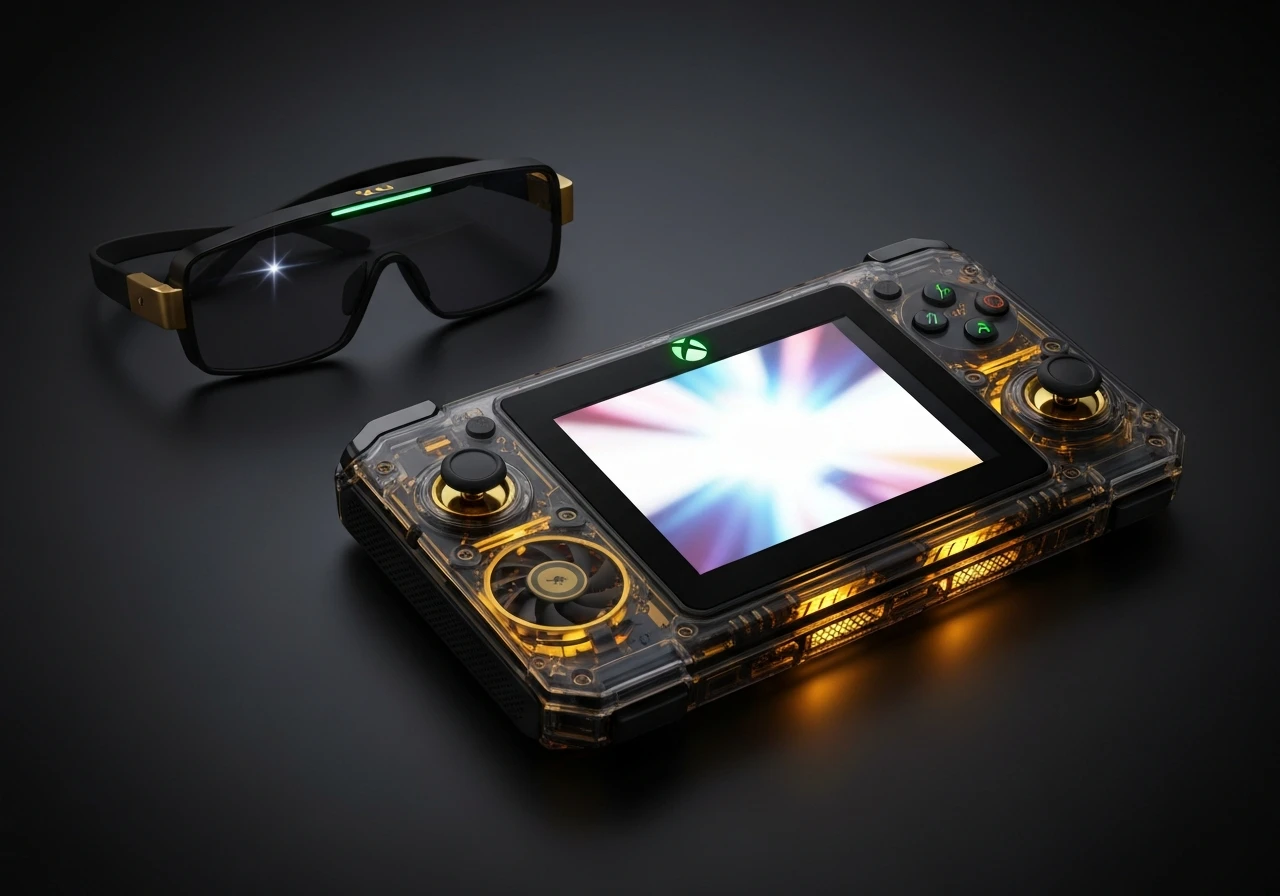 ROG Xbox Ally X20 OLED handheld bundled with Xreal AR glasses explained.