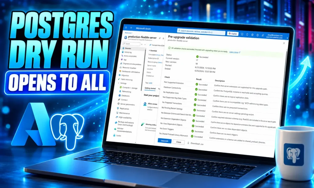 Azure Postgres pre-upgrade checks generally available dry run