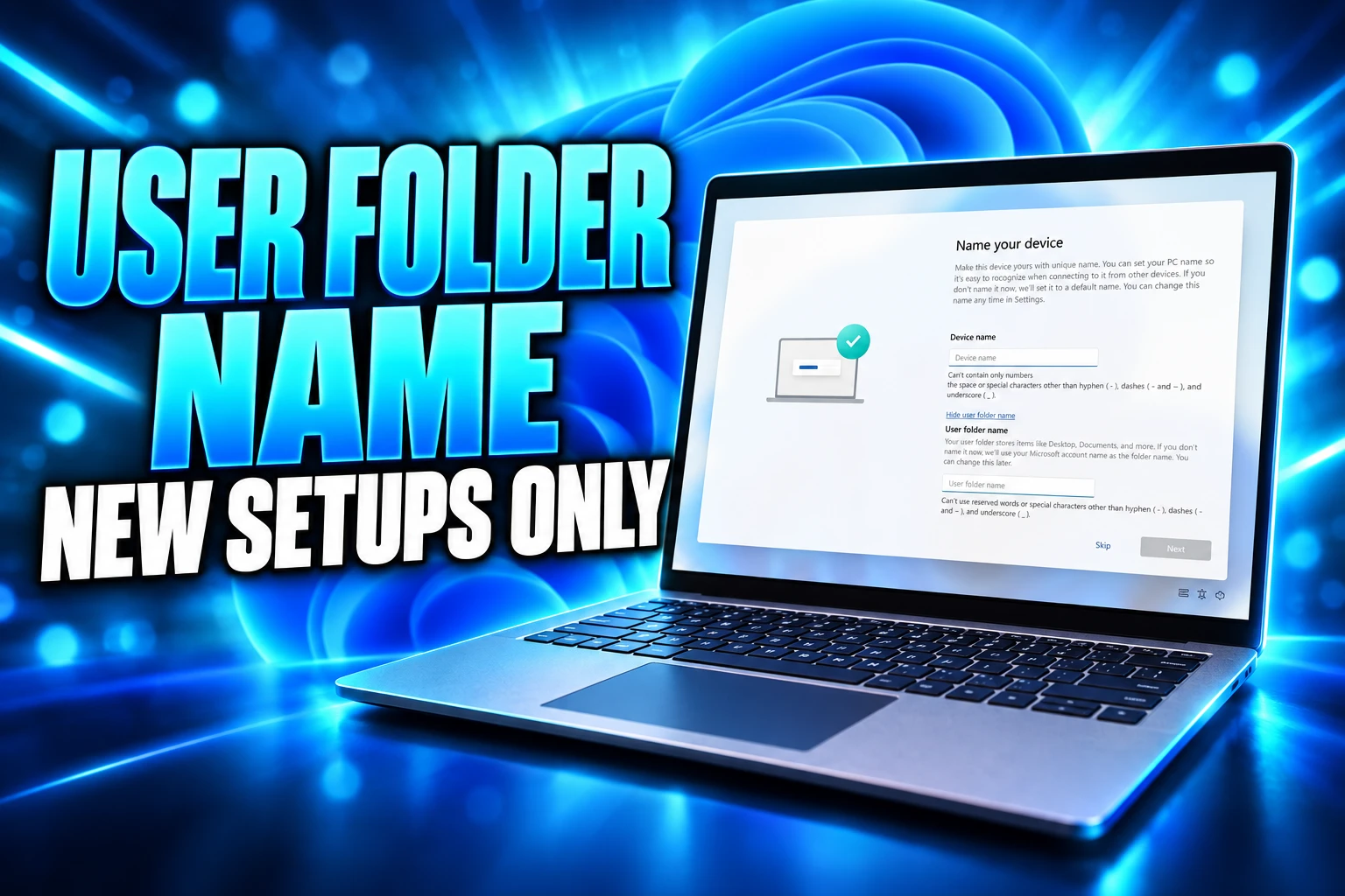 Windows 11 custom user folder name new setup