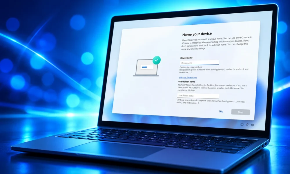 Windows 11 custom user folder name on new setup